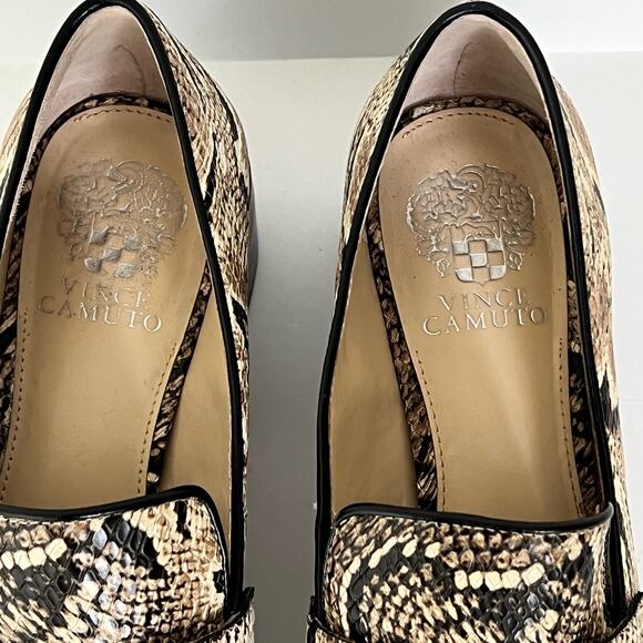 Vince Camuto Adealia Loafers Size 10M Snake Print Leather Flats Dress Shoes - Picture 3 of 11